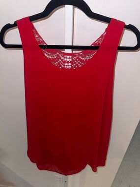 Red Crochet-Back Sleeveless Top - Women
